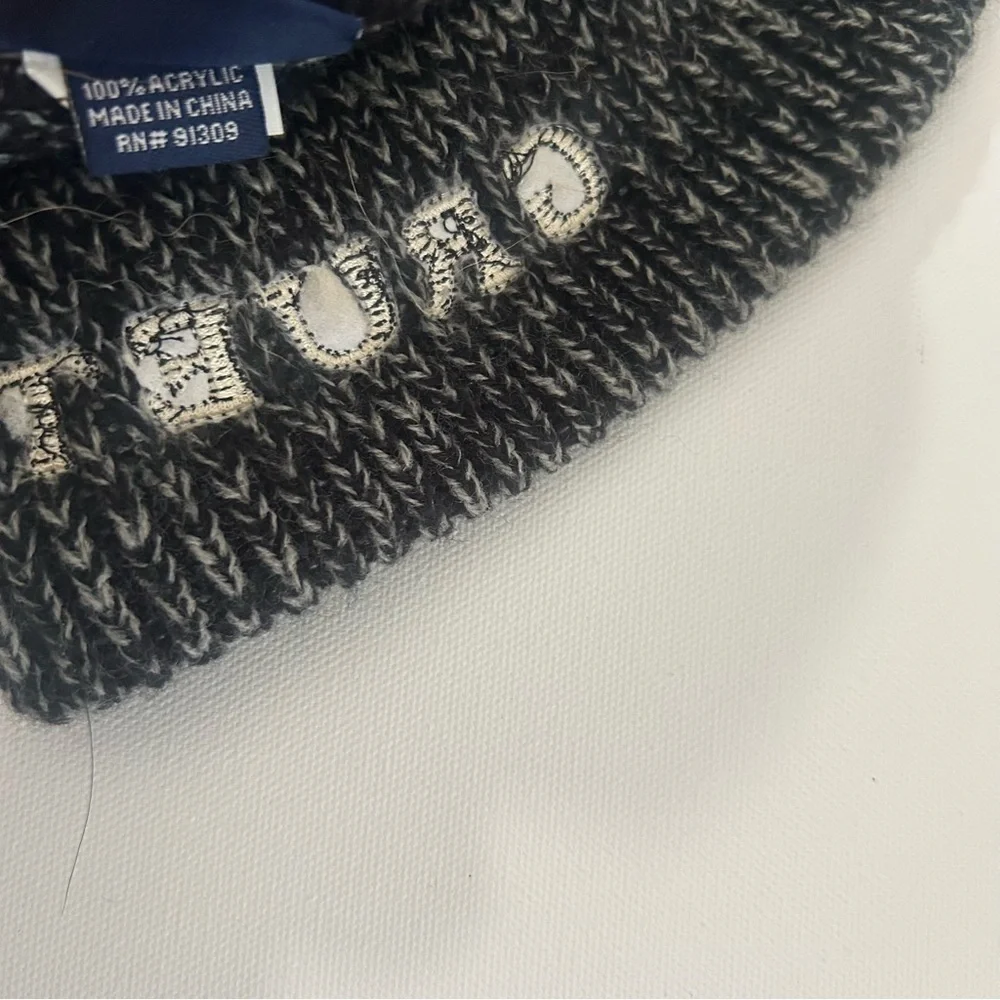 🍀 3 for $25 Set 2 Beanie Head Warmers Grey Black Embroidered Gruet Eddie Bauer